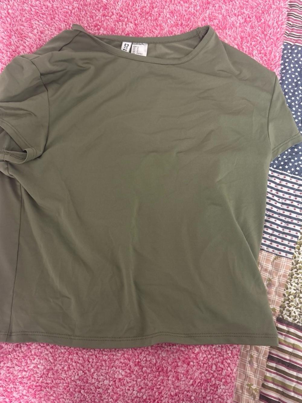 H&M Olive Cropped Short Sleeve Tee